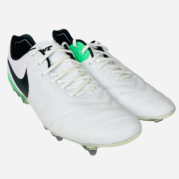 Nike Tiempo Legend VI SG PRO 819680-103 White/Green Metal Soccer Cleats Size 7